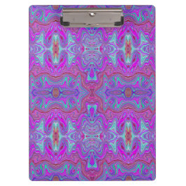 Golvend Magenta en Blauw Trippy Marmerpatroon Klembord