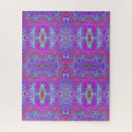 Golvend Magenta en Blauw Trippy Marmerpatroon Legpuzzel