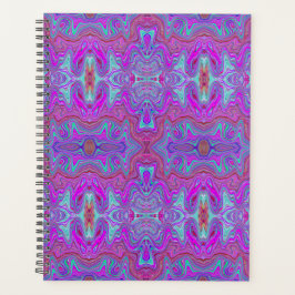 Golvend Magenta en Blauw Trippy Marmerpatroon Planner