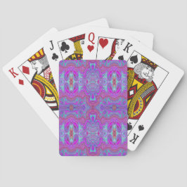 Golvend Magenta en Blauw Trippy Marmerpatroon Pokerkaarten