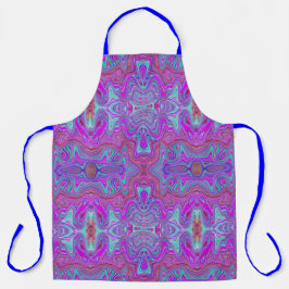 Golvend Magenta en Blauw Trippy Marmerpatroon Schort
