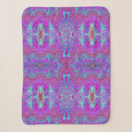 Golvend Magenta en Blauw Trippy Marmerpatroon Sherpa Deken