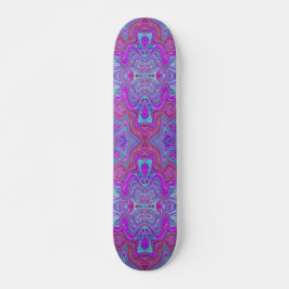 Golvend Magenta en Blauwe Trippy Marmerpatroon Persoonlijk Skateboard