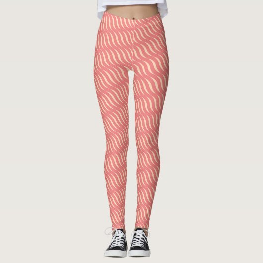 Golvend magisch hellend Roos lijnen naadloos patro Leggings (Voorkant)