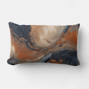 Golvend marineblauw oranje lichtblauw marmer kussen