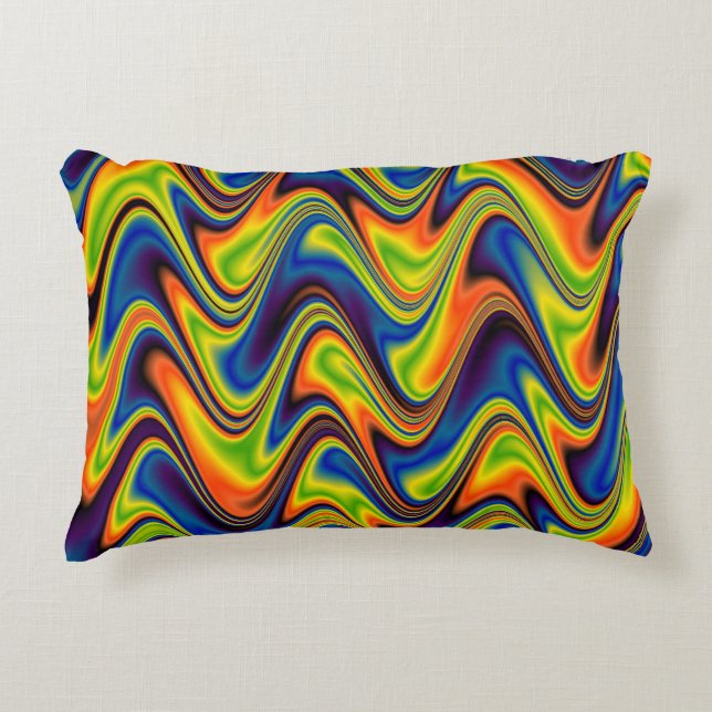 Golvend Meerkleurig Abstract Accent Kussen (Voorkant)
