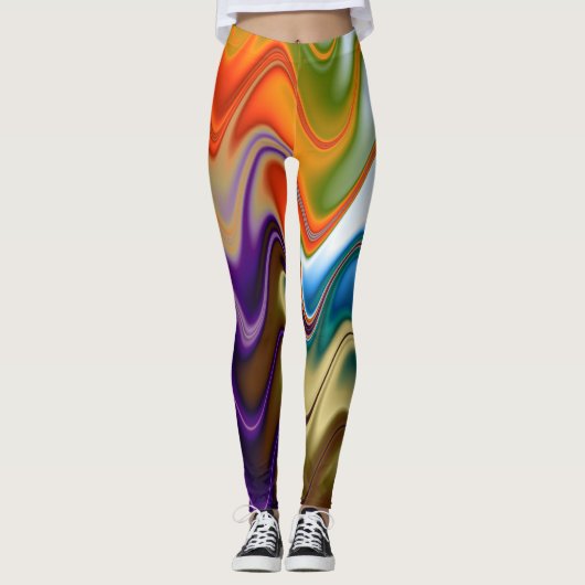 Golvend Meerkleurig Abstract Leggings (Voorkant)