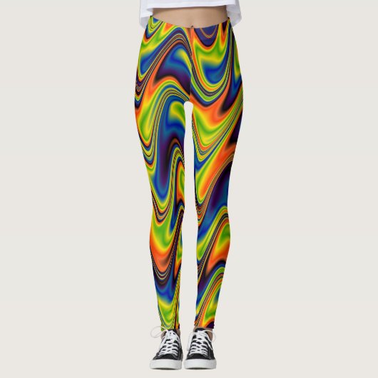 Golvend Meerkleurig Abstract Leggings (Voorkant)