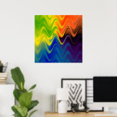 Golvend Meerkleurig Abstract Poster (Thuiskantoor)
