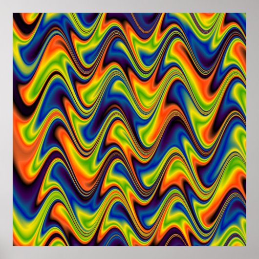 Golvend Meerkleurig Abstract Poster (Voorkant)