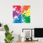 Golvend Meerkleurig Abstract Poster (Thuiskantoor)