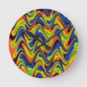 Golvend Meerkleurig Abstract Ronde Klok