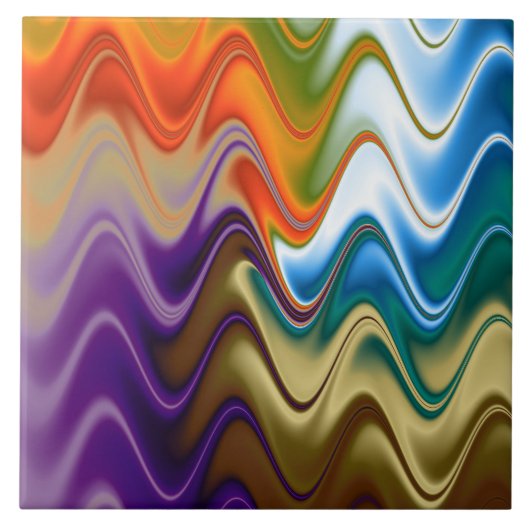 Golvend Meerkleurig Abstract Tegeltje (Voorkant)