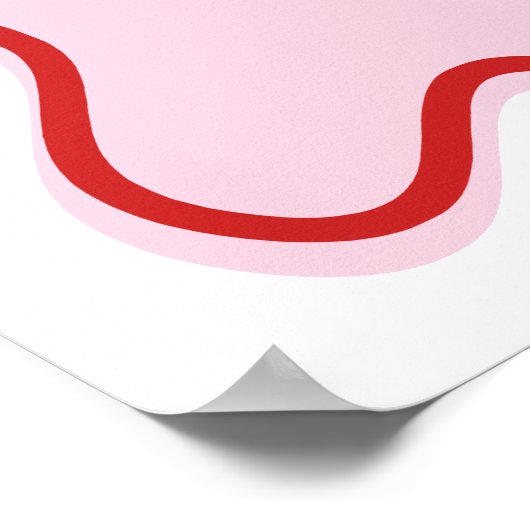Golvend Modern Curvy Retro Roze en Rood Baby showe Poster (Hoek)