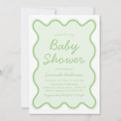 Golvend Modern Curvy Retro Sage Groen Baby shower Kaart (Voorkant)