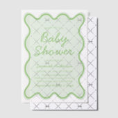 Golvend Modern Curvy Retro Sage Groen Baby shower Vellum Uitnodigingen (Offset (Uitnodiging))