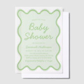 Golvend Modern Curvy Retro Sage Groen Baby shower Vellum Uitnodigingen (Offset)
