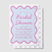 Golvend Modern Krullig Roze en Blauw Bruidsdiner Vellum Uitnodigingen (Offset (Uitnodiging))