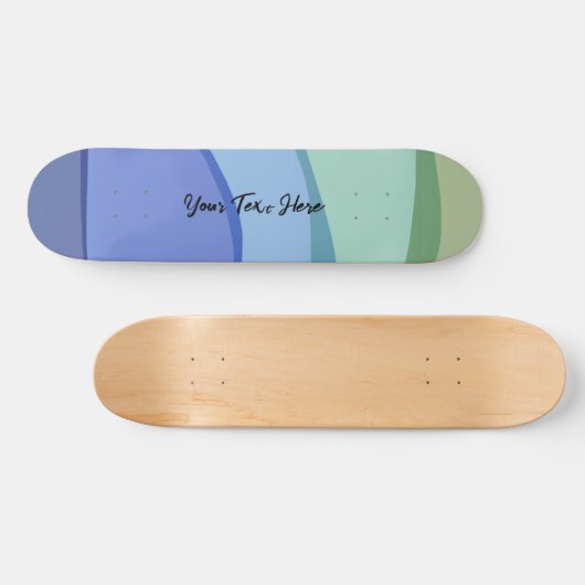 Golvend modern ontwerp lichtblauwe aangepaste teks persoonlijk skateboard (Horizontaal)