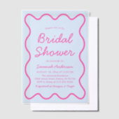 Golvend modern rond retro roze blauwe bruidsdouche vellum uitnodigingen (Offset)