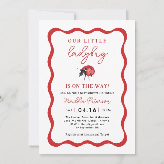 Golvend Onze Lieve Lieveheersbeestje Meisje Baby S Kaart (Voorkant)