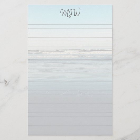 Golvend papier met monogram en lijnen (Voorkant)