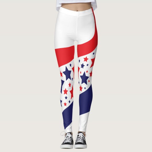 Golvend Patriottisch Abstract Leggings (Voorkant)