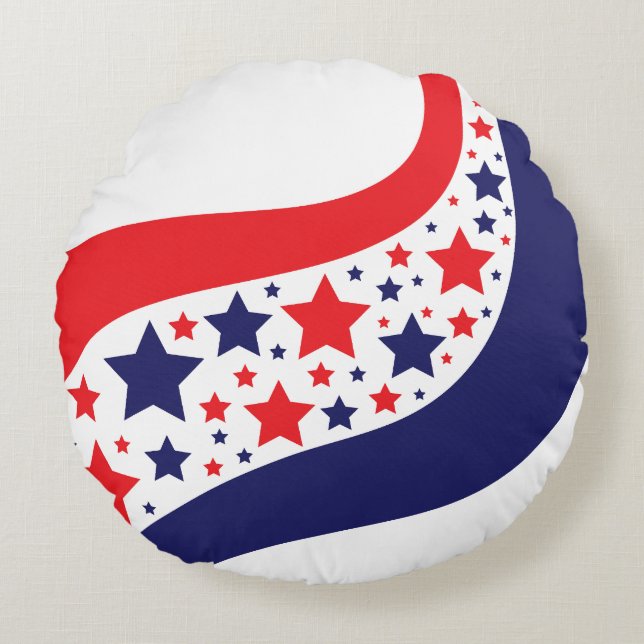 Golvend Patriottisch Abstract Rond Kussen (Voorkant)