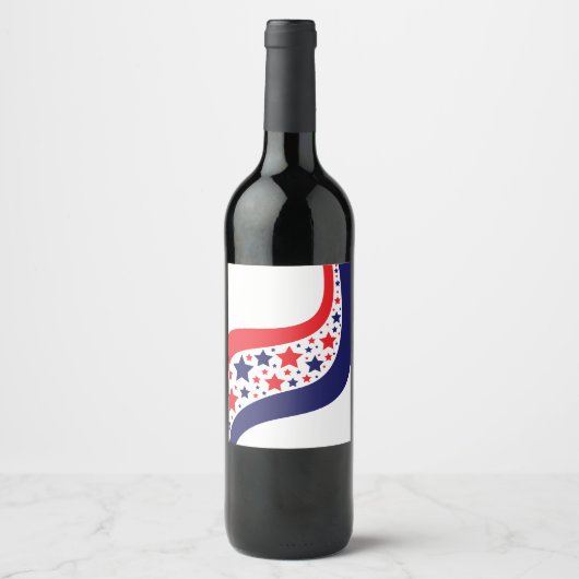 Golvend Patriottisch Abstract Wijn Etiket (Voorkant)