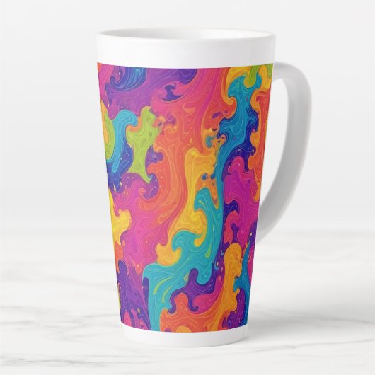 Golvend psychedelisch ontwerp latte mok (Rechterhoek)
