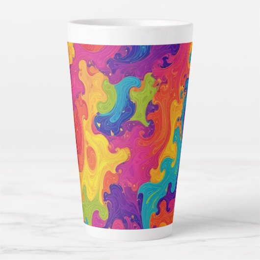 Golvend psychedelisch ontwerp latte mok (Voorkant)