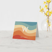 Golvend Retro Gestreept Monogram Persoonlijk brief Kaart (Gele Bloem)