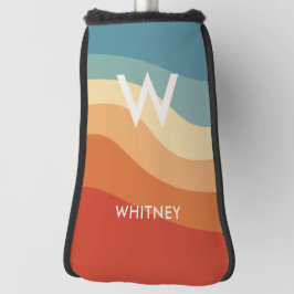 Golvend Retro Gestreept Monogram Persoonlijk Golfheadcover