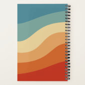 Golvend Retro Gestreept Monogram Persoonlijk Notitieboek (Achterkant)