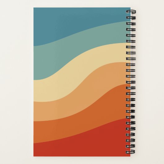 Golvend Retro Gestreept Monogram Persoonlijk Notitieboek (Achterkant)