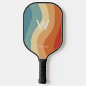 Golvend Retro Gestreept Monogram Persoonlijk Pickleball Paddle (Achterkant)