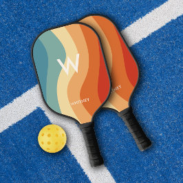 Golvend Retro Gestreept Monogram Persoonlijk Pickleball Paddle