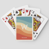 Golvend Retro Gestreept Monogram Persoonlijk Pokerkaarten (Achterkant)