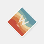 Golvend Retro Gestreept Monogram Persoonlijke Fees Servet (Hoek)