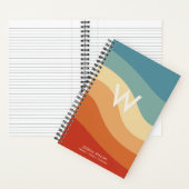 Golvend Retro Gestreept Persoonlijk Monogram Notitieboek (Binnen)