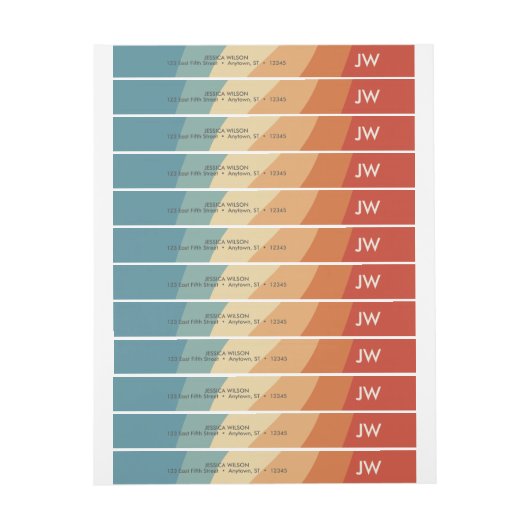 golvend retro gestreepte monogram retouradres (Vel)