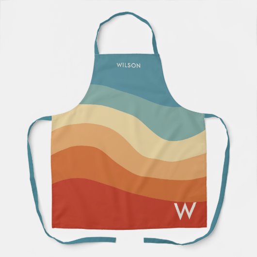 Golvend retro streep monogram schort (Voorkant)