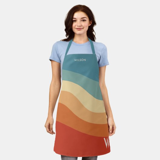 Golvend retro streep monogram schort (Gedragen)