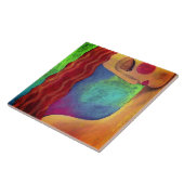 Golvend rood haar Abstract portret van een vrouw Tegeltje (Zijkant)