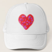 Golvend rood hart en cirkels trucker pet (Voorkant)