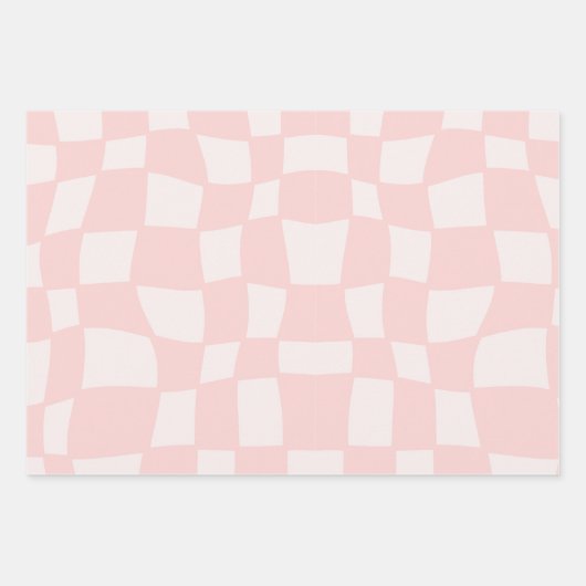 Golvend roze en paars geruit patroon  inpakpapier vel (Voorkant 3)