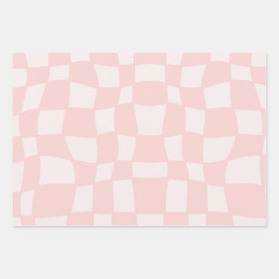Golvend roze en paars geruit patroon inpakpapier vel