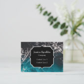Golvend schuimend blauw zwart ombre zeewater Monog Visitekaartje (Staand voorkant)