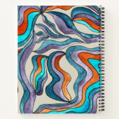 Golvend Script Blauwe Naam Groovy Retro Terug naar Notitieboek (Achterkant)