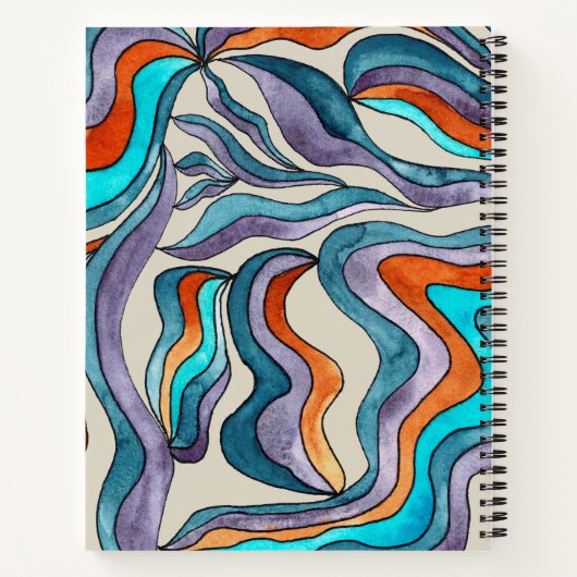 Golvend Script Blauwe Naam Groovy Retro Terug naar Notitieboek (Achterkant)